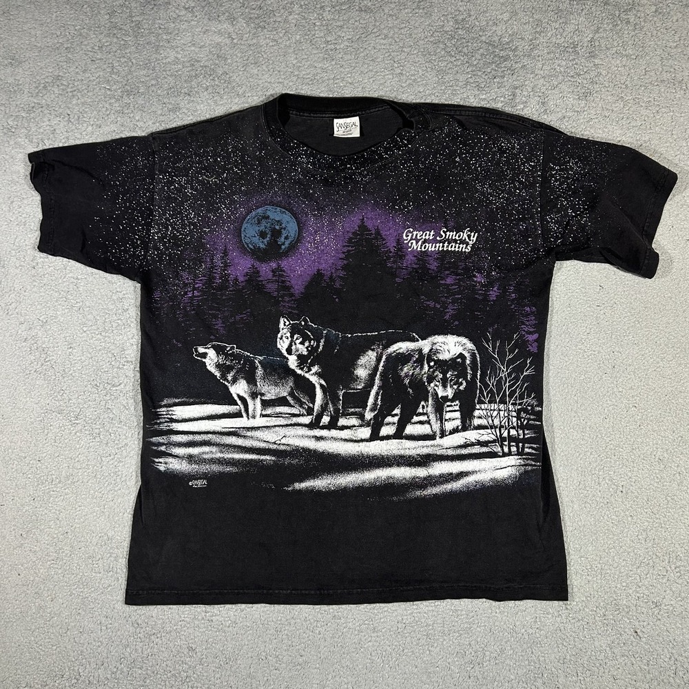 Vintage San Segal Seattle All Over Print Wolf Pack T Shirt Mens Size XL #3109